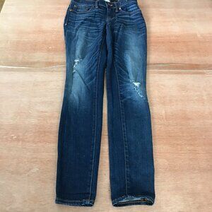 Madewell Skinny Skinny Jeans Women size 25 Blue Mid Rise Distressed Dark Wash